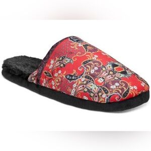 NWT Men’s Paisley Print Satin Rubber Bottom Slippers Flex fur Sole Sz 12 - 13 XL